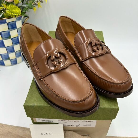 Men’s Gucci interlocking GG leather loafers size 11.5 made in Italy - Picture 1 of 10